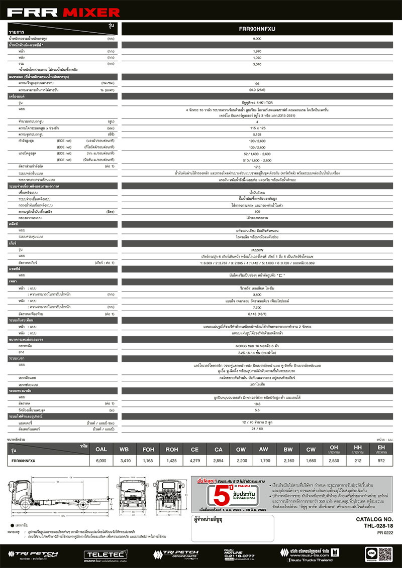 แคตตาล็อกรถบรรทุก 6 ล้อ โม่ปูน ผสมปูน FRR-Mixer 190 แรงม้า