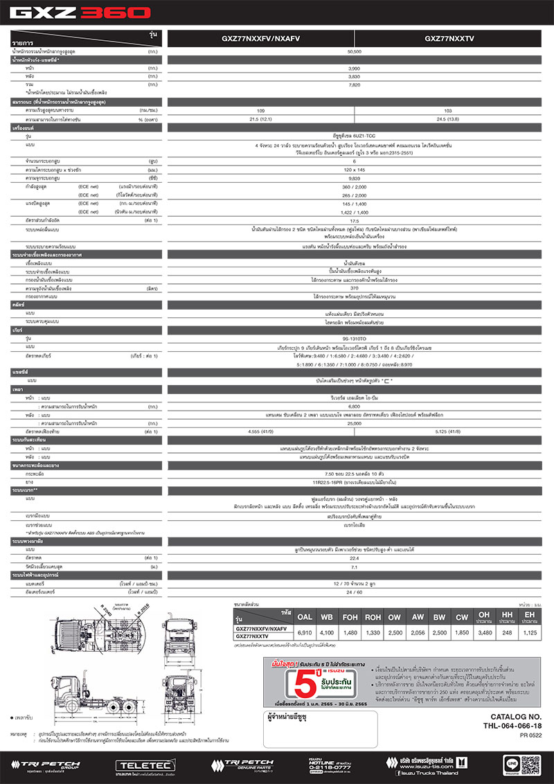 แคตตาล็อกรถหัวลาก 10 ล้อ GXZ 360/345 แรงม้า