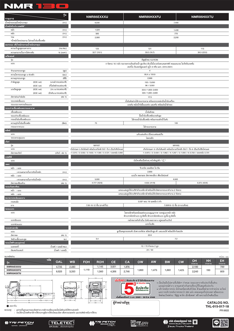 แคตตาล็อกรถบรรทุก 6 ล้อ NMR 130 แรงม้า